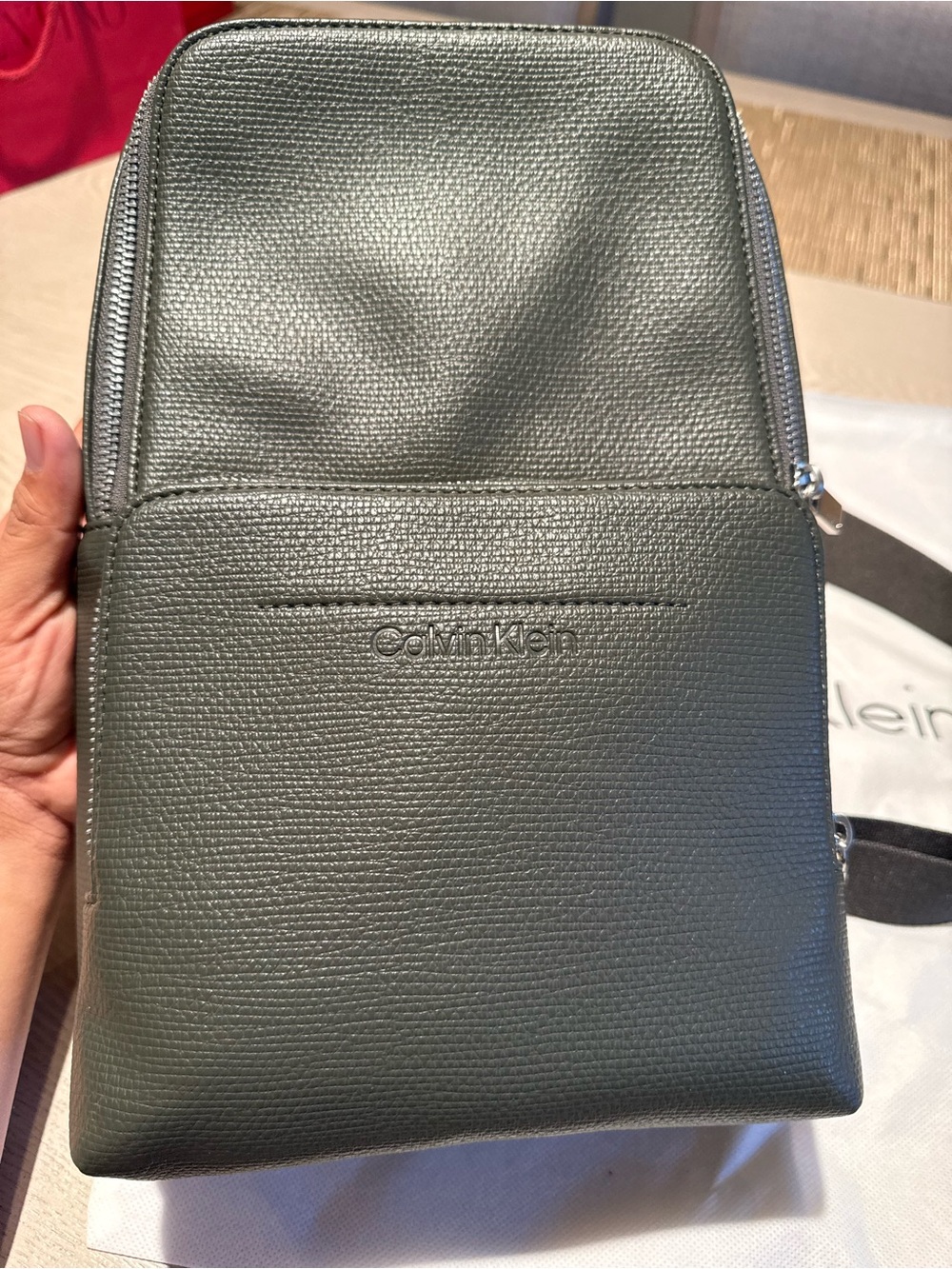 Calvin Klein Men's Olive Green Sling Bag